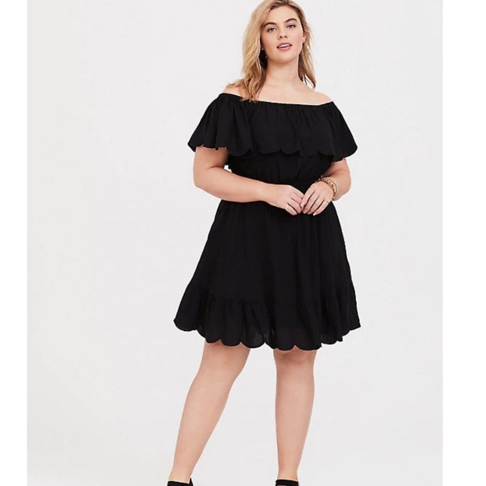 Torrid Embroidered Off Shoulder Challis Dress